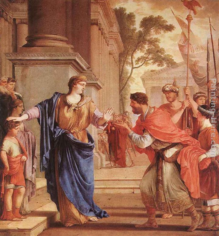 Cornelia Refusses the Crown of the Ptolomai painting - Laurent De La Hire Cornelia Refusses the Crown of the Ptolomai art painting